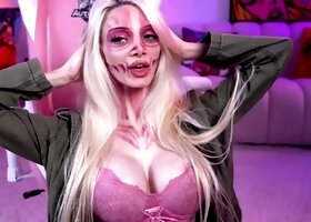 Big Boobed Blonde Masturbates With A Dildo In The Bathroom