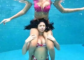 Dominant Lesbians Conquer Air Pool with Femdom