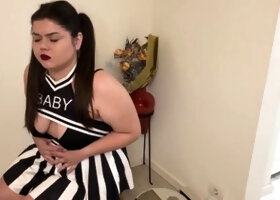 Beautiful teen brunette Jessica Sinn masturbates
