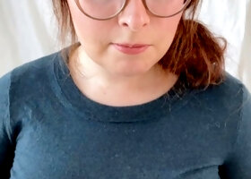 Redhead slut with big boobs goes down