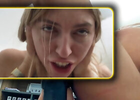 Blonde Doll Has Sex With a Nerd in Office With Two Camera Angles
