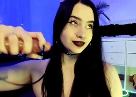 Brunette Sucks Cock in Purple Light