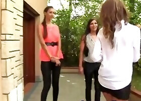 Glam clothed les 3some