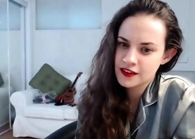 Cute curly brunette solo webcam masturbation