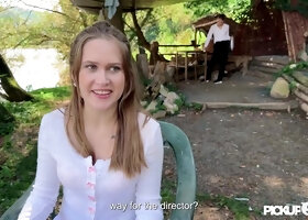 Long legged teen enjoys crazy public lovemaking